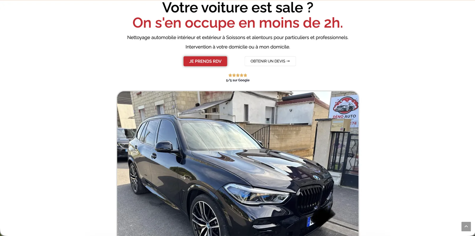 Capture principale du site — Déno Auto