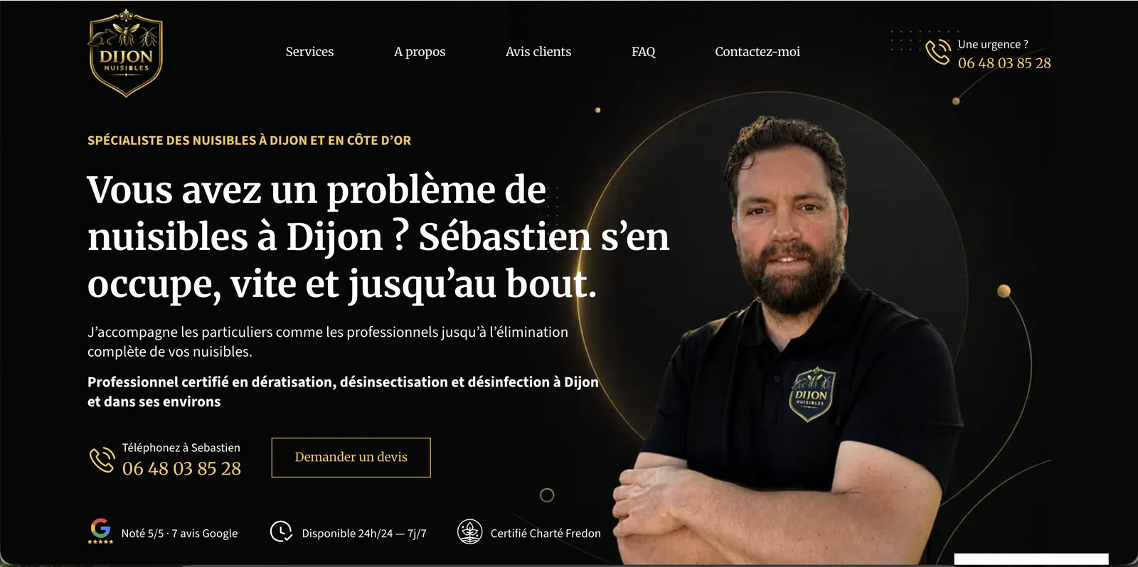 Capture principale du site — Dijon Nuisibles